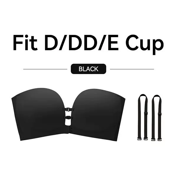 YB Womens Strapless Front Closure Bra Push Up Lift Bra Padded Add Cup Non Slip Anti-Slip Grip & Removable Straps Fit Outfits Wireless Supportive Seamless Comfortable