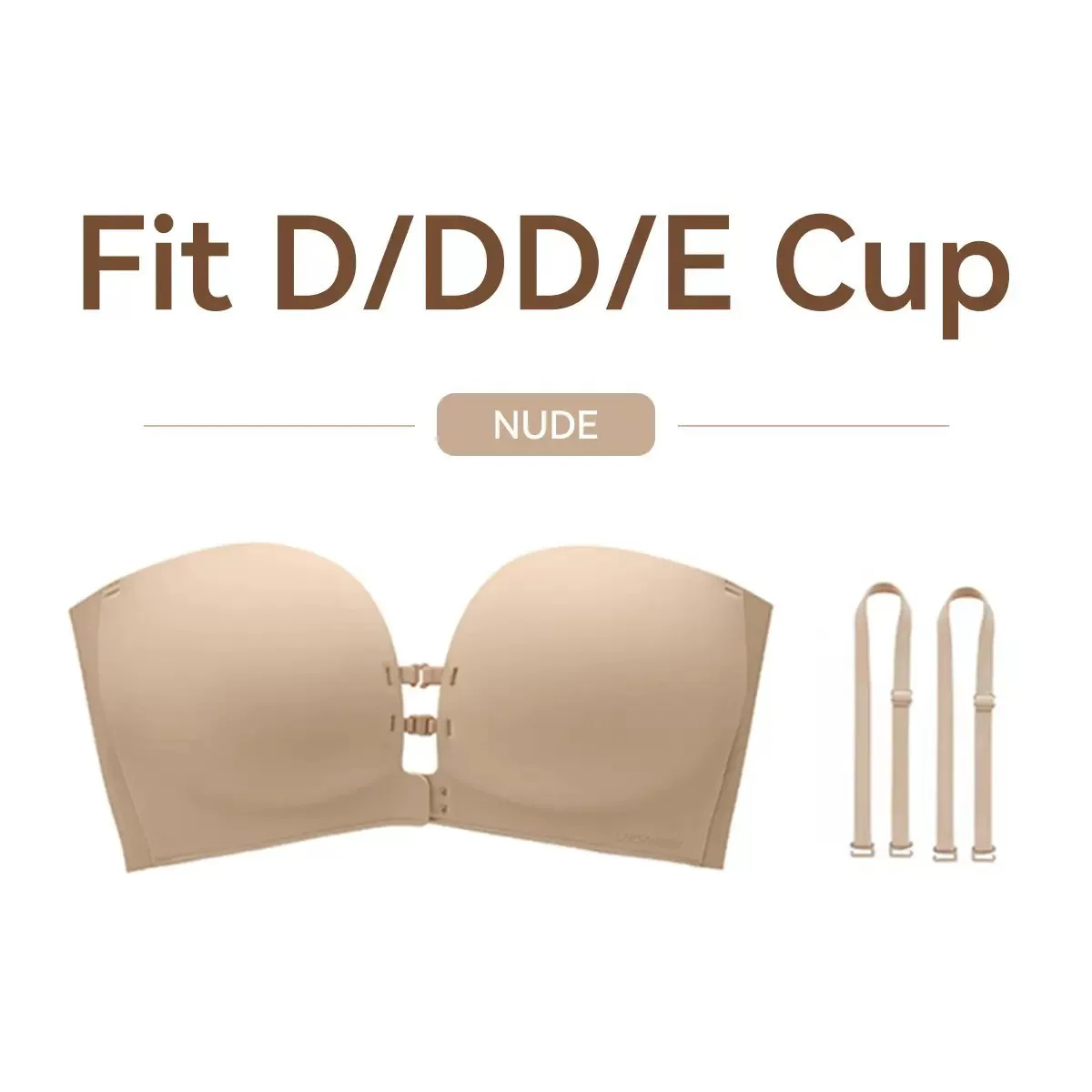 YB Womens Strapless Front Closure Bra Push Up Lift Bra Padded Add Cup Non Slip Anti-Slip Grip & Removable Straps Fit Outfits Wireless Supportive Seamless Comfortable