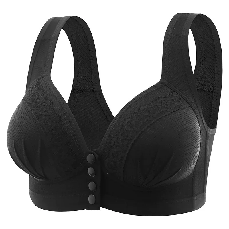 大码前扣哺乳内衣女 纽扣式喂奶文胸无钢圈聚拢提胸侧收副乳胖 mm